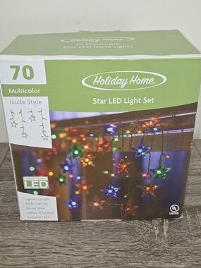 Holiday Home 70 Multicolor Icicle Style Star LED Light Set NEW.
